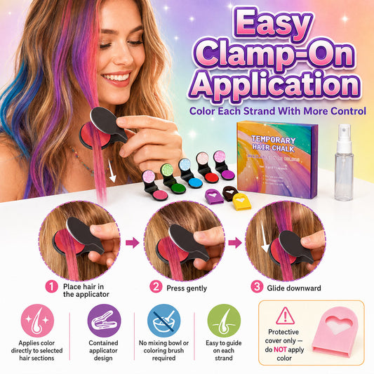 ⏳LAST DAY SALE 50% OFF!!🌈12-Color Temporary Hair Chalk Applicator Set🌈 |✅No Bleach, No Stain |