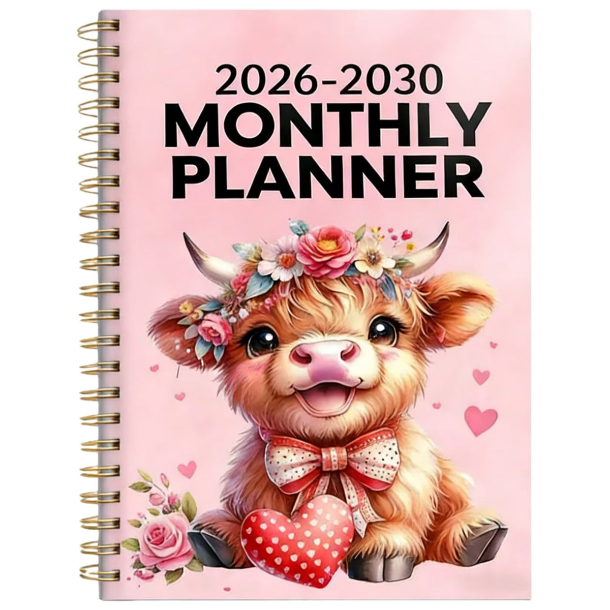 LIMITED-TIME 50% OFF! 2026–2030 Monthly Planner — Cute Highland Cow 5-Year Calendar, Large Monthly Blocks for Long-Term Planning