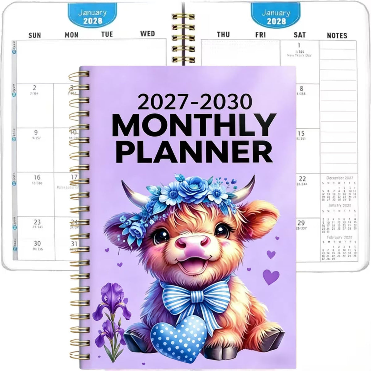 LIMITED-TIME 50% OFF! 2026–2030 Monthly Planner — Cute Highland Cow 5-Year Calendar, Large Monthly Blocks for Long-Term Planning