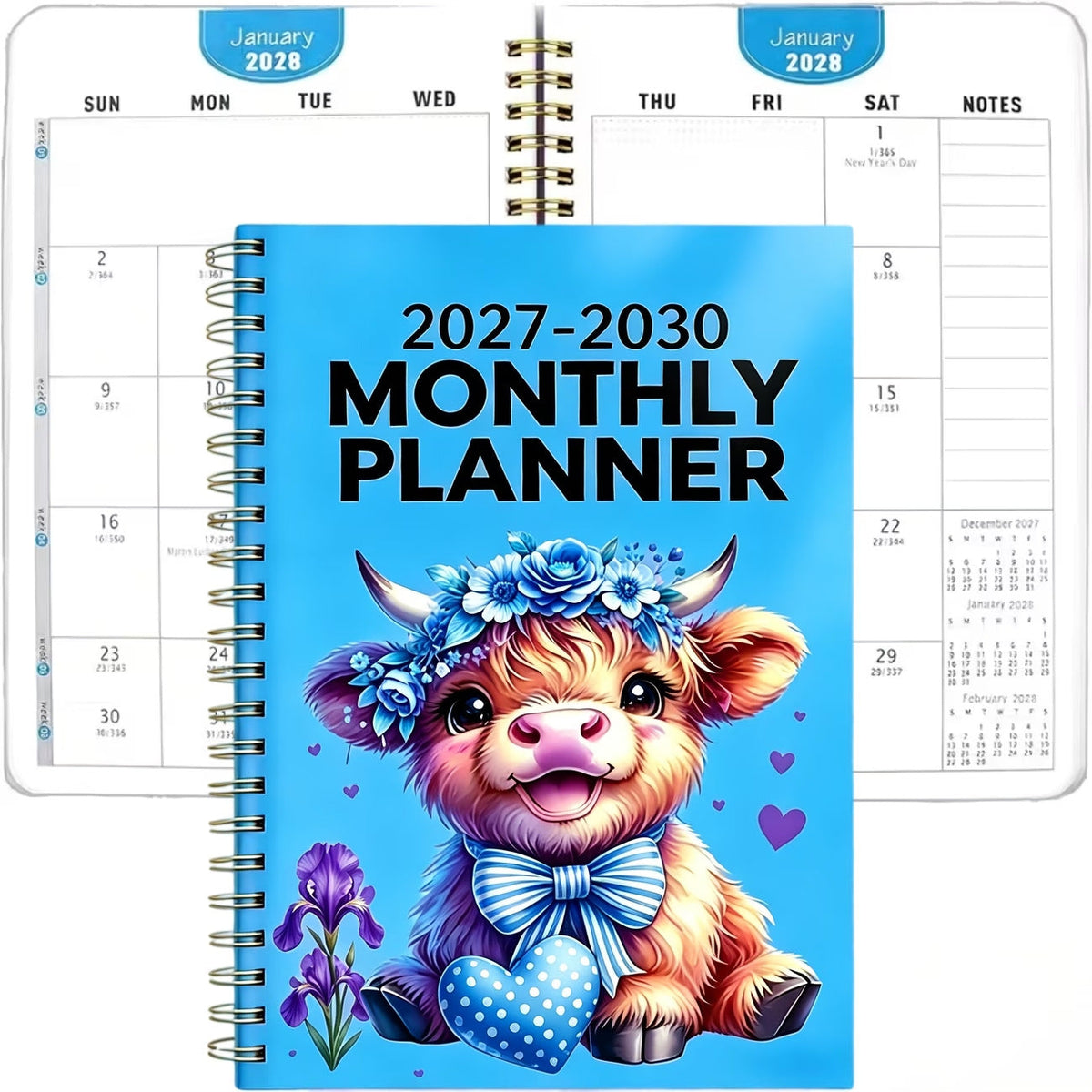 LIMITED-TIME 50% OFF! 2026–2030 Monthly Planner — Cute Highland Cow 5-Year Calendar, Large Monthly Blocks for Long-Term Planning