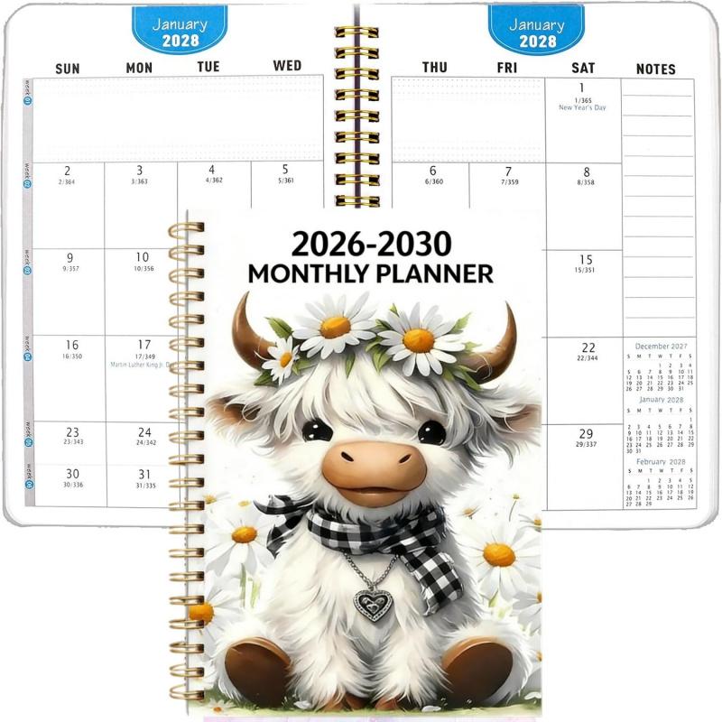 LIMITED-TIME 50% OFF! 2026–2030 Monthly Planner — Cute Highland Cow 5-Year Calendar, Large Monthly Blocks for Long-Term Planning