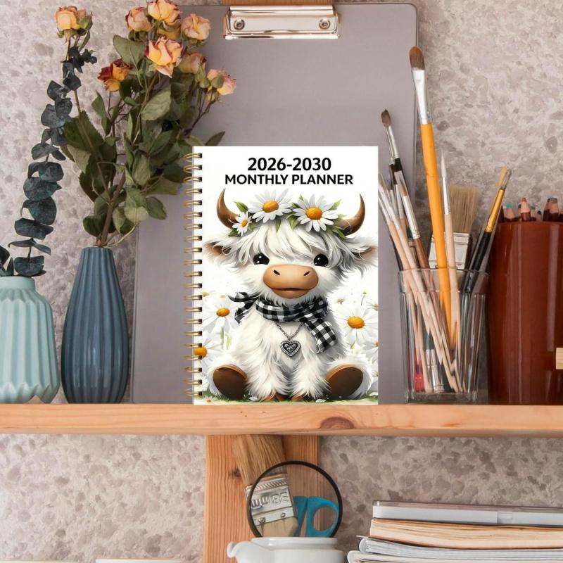 LIMITED-TIME 50% OFF! 2026–2030 Monthly Planner — Cute Highland Cow 5-Year Calendar, Large Monthly Blocks for Long-Term Planning