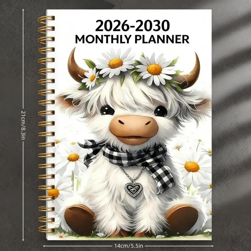 LIMITED-TIME 50% OFF! 2026–2030 Monthly Planner — Cute Highland Cow 5-Year Calendar, Large Monthly Blocks for Long-Term Planning