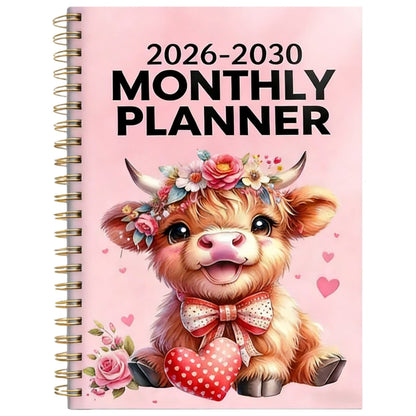 LIMITED-TIME 50% OFF!  2026–2030 Monthly Planner — Cute Highland Cow 5-Year Calendar, Large Monthly Blocks for Long-Term Planning