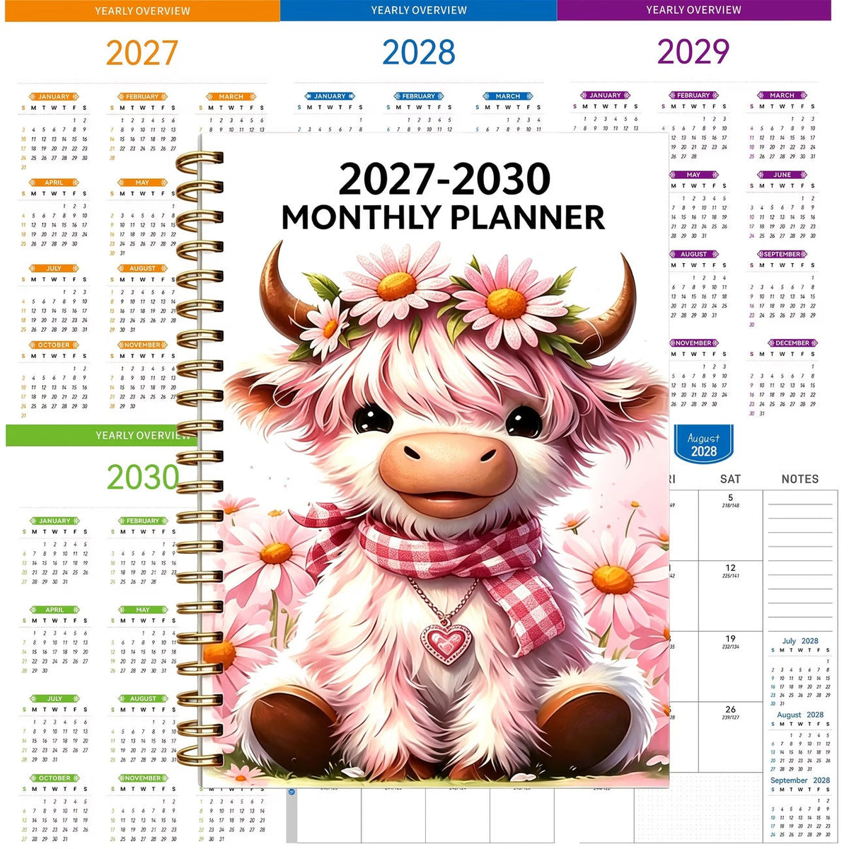 LIMITED-TIME 50% OFF!  2026–2030 Monthly Planner — Cute Highland Cow 5-Year Calendar, Large Monthly Blocks for Long-Term Planning