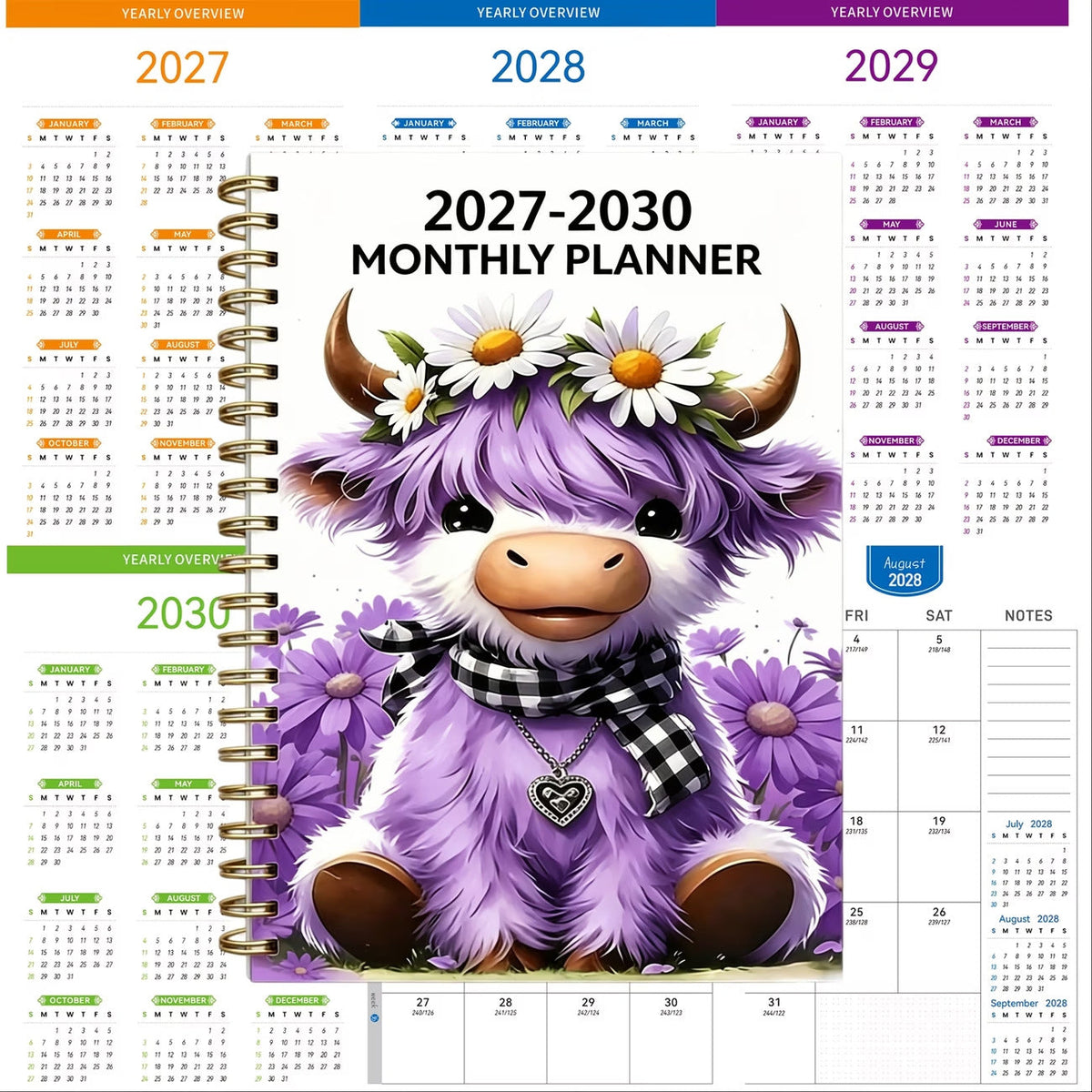 LIMITED-TIME 50% OFF!  2026–2030 Monthly Planner — Cute Highland Cow 5-Year Calendar, Large Monthly Blocks for Long-Term Planning