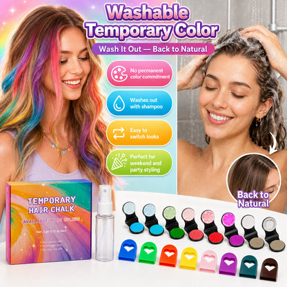 ⏳LAST DAY SALE 50% OFF!!🌈12-Color Temporary Hair Chalk Applicator Set🌈 |✅No Bleach, No Stain |