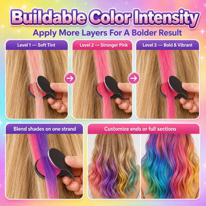 ⏳LAST DAY SALE 50% OFF!!🌈12-Color Temporary Hair Chalk Applicator Set🌈 |✅No Bleach, No Stain |