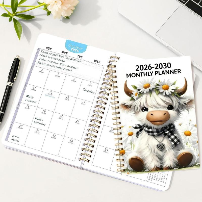 LIMITED-TIME 50% OFF!  2026–2030 Monthly Planner — Cute Highland Cow 5-Year Calendar, Large Monthly Blocks for Long-Term Planning