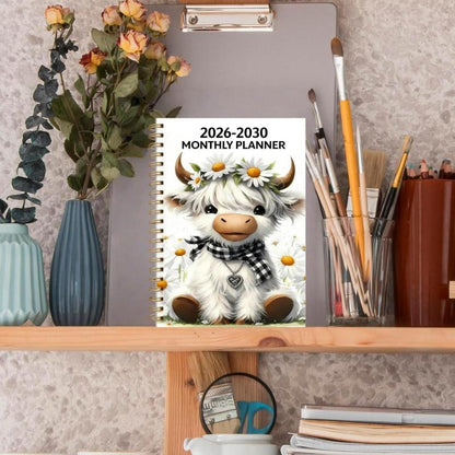 LIMITED-TIME 50% OFF!  2026–2030 Monthly Planner — Cute Highland Cow 5-Year Calendar, Large Monthly Blocks for Long-Term Planning